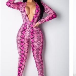 Pink snakeskin jumpsuit